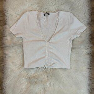 Zara White Ruched Tie Crop Top *Excellent Condition*